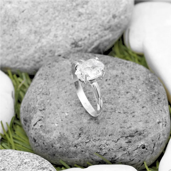 Herkimer diamond sterling silver ring 8.5 - Picture 2 of 2